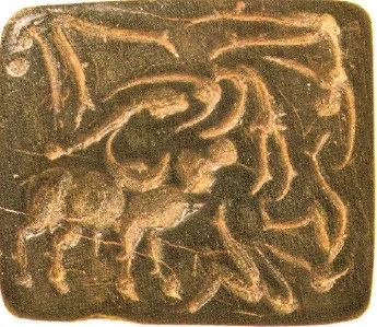 Bull Fight,Indus Seal, Delhi Museum.webp