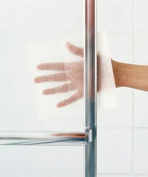 Paper cloth to clean the Shower door.webp