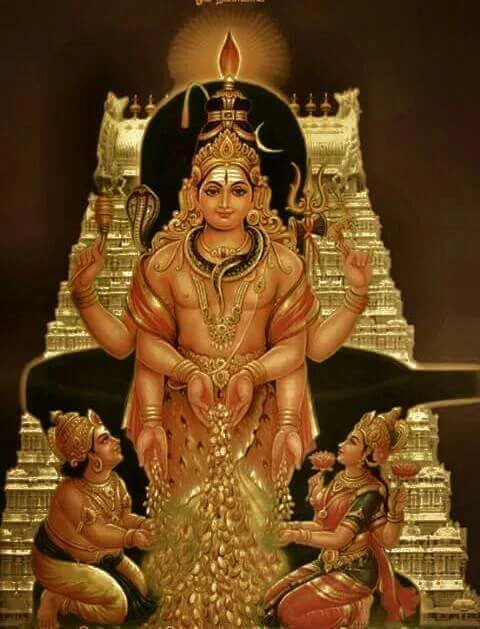 Very rare image of lord shiva giving gold to kubera and goddess lakshmi.webp